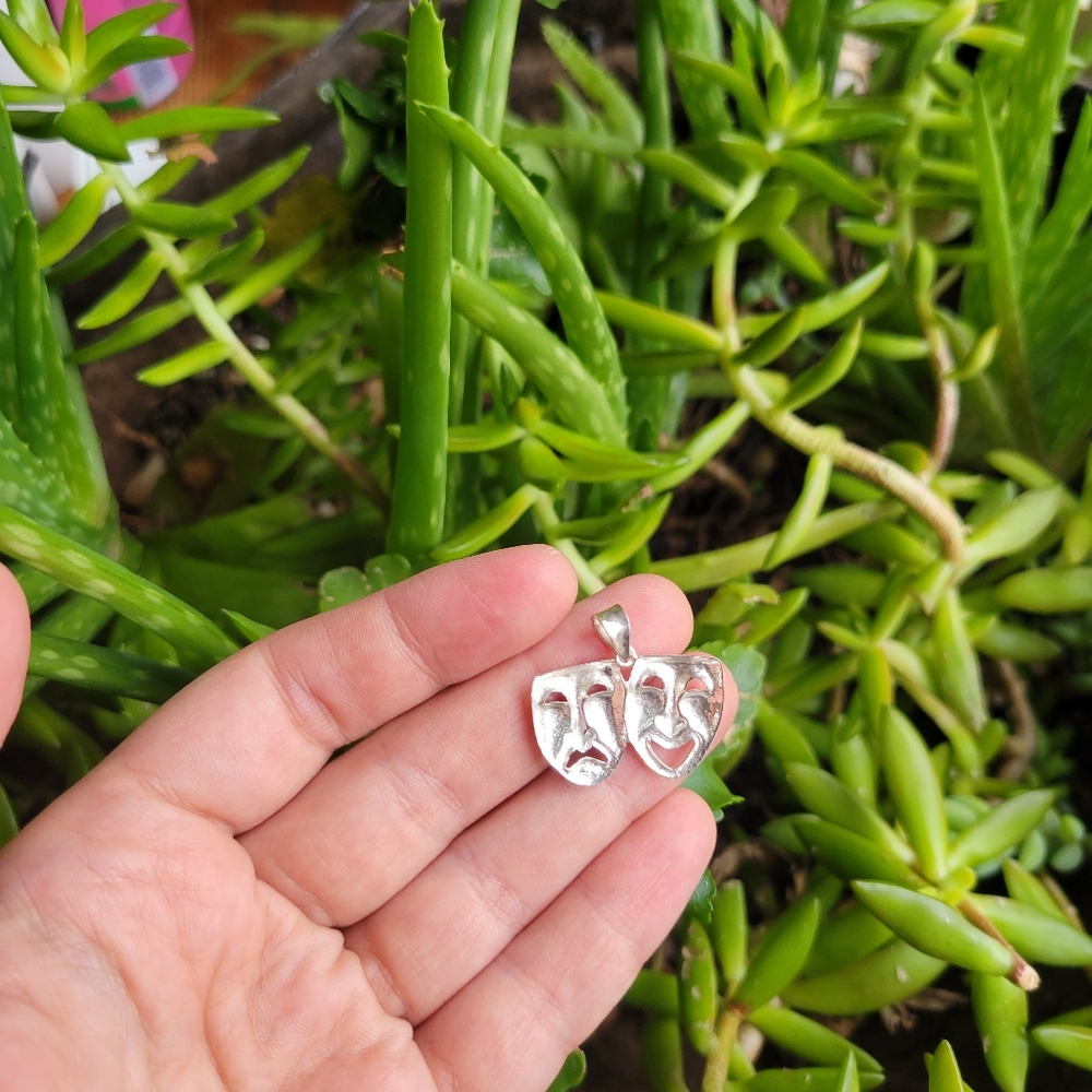 New Solid 925 Sterling Silver Comedy Tragedy Pend… - image 4